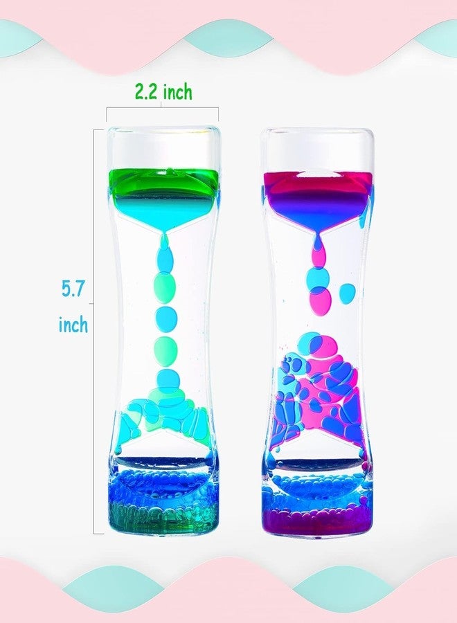 GRILAX Blue Pink Liquid Motion Bubbler Timer Set of 1 for Kids Adults, Fidget Timers for Sensory Toys, Oil Water Office Desk Toys for Autism Toys, Relaxing Activity, Christmas Stocking Filler Gift - Image 2